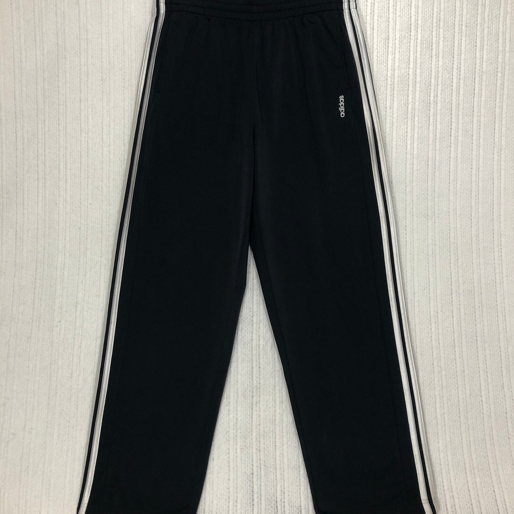 Adidas Mens XL Black Silver Stripe Track Pants Straight Leg AJ0007 06/05